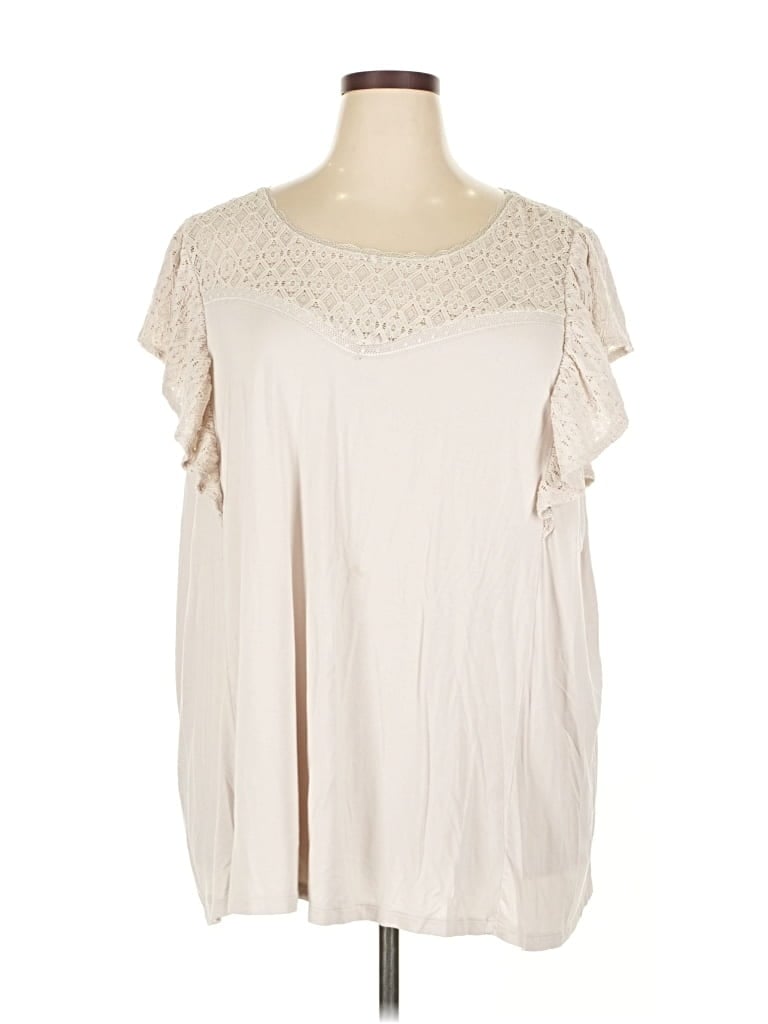 Pre-owned Torrid Short Sleeve Blouse In White