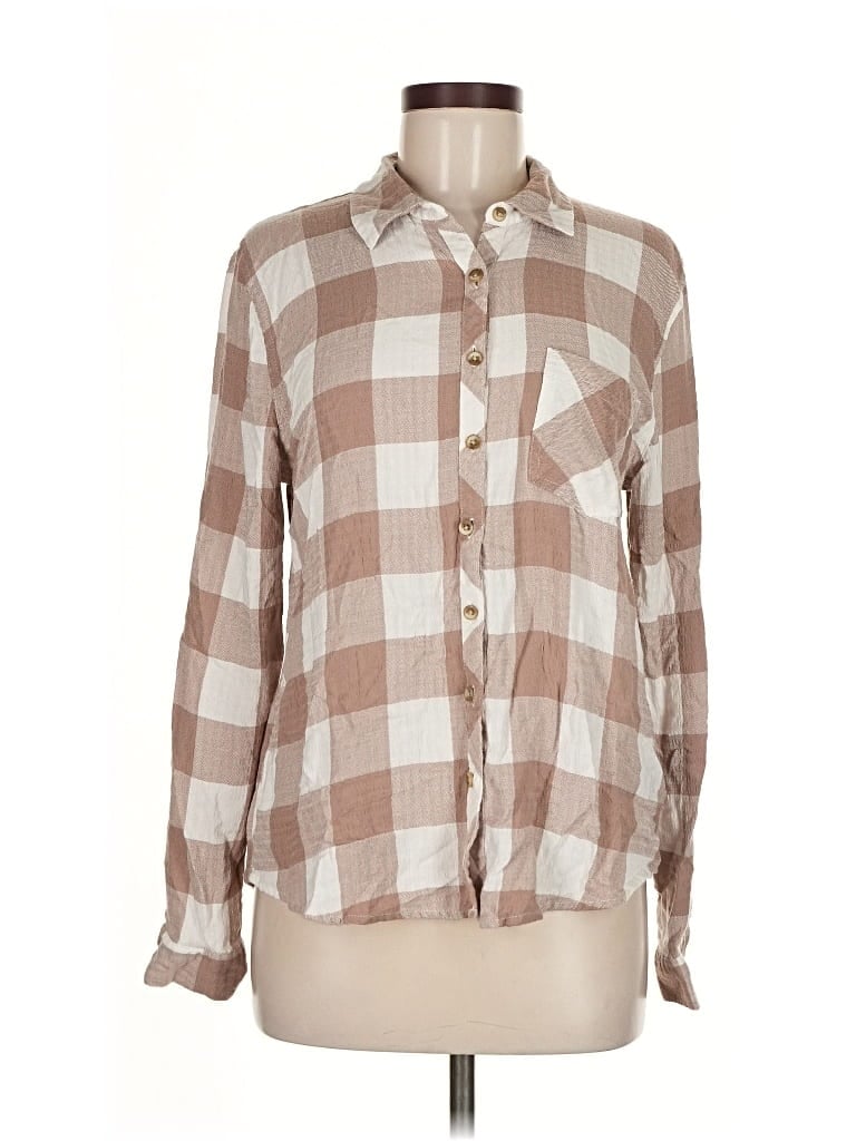 Pre-owned Maurices Long Sleeve Button Down Shirt In Brown