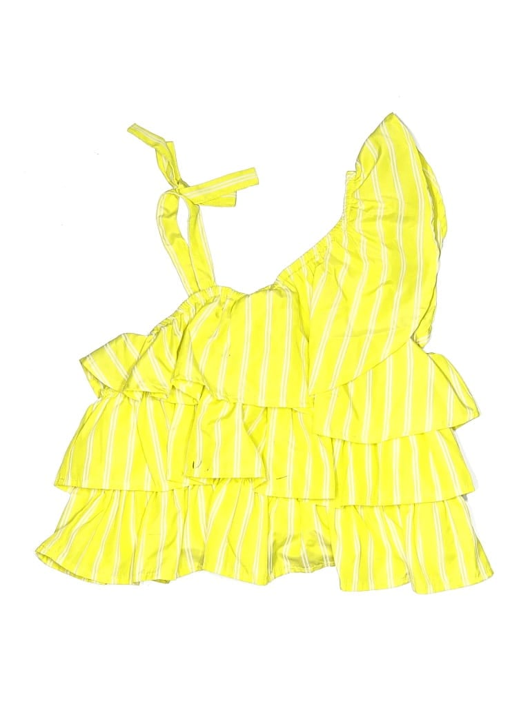 Pre-owned Habitual Kids' Sleeveless Top Yellow One Shoulder Neckline Tops