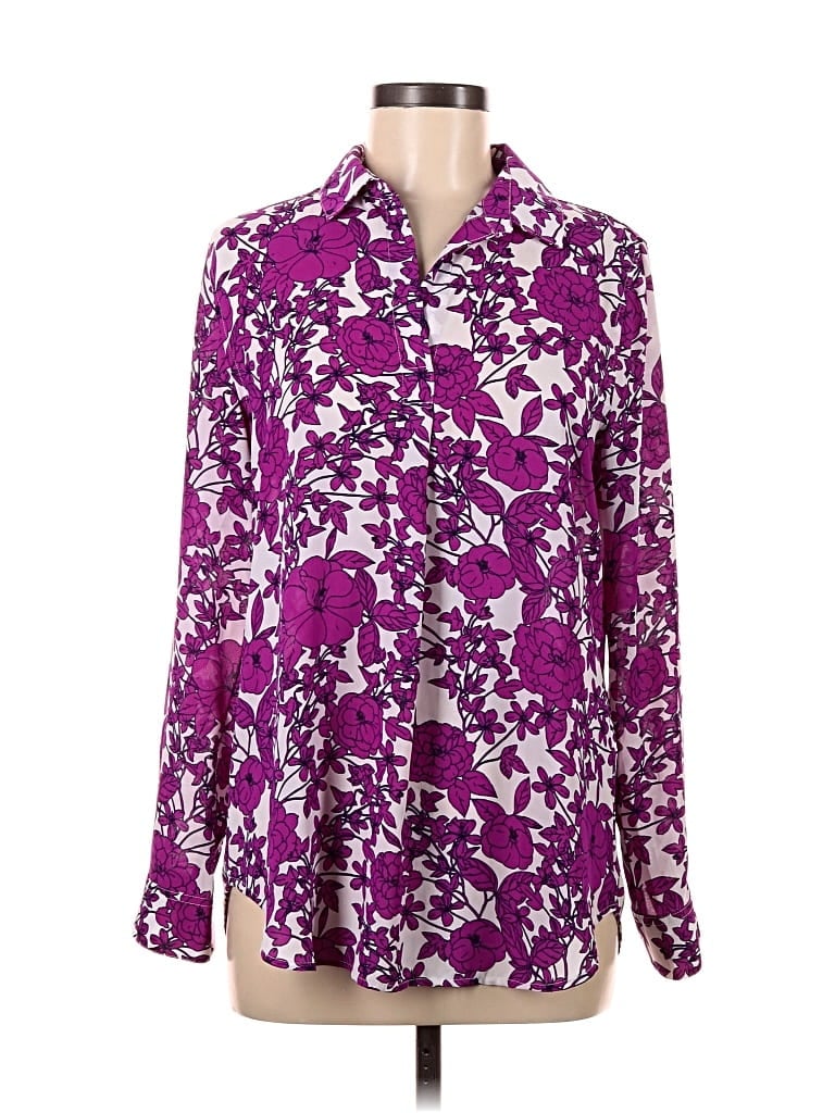 Pre-owned Banana Republic Factory Store Long Sleeve Blouse In Purple