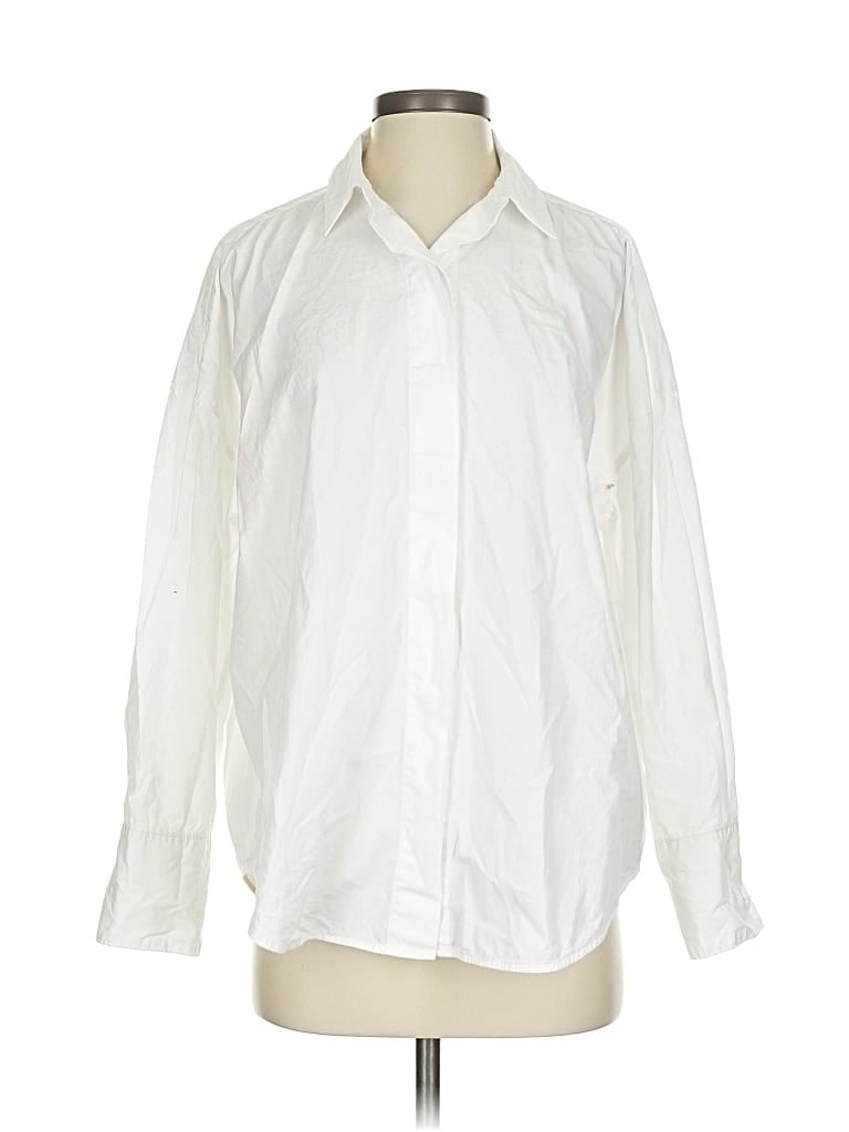 Pre-owned Everlane Long Sleeve Blouse In White