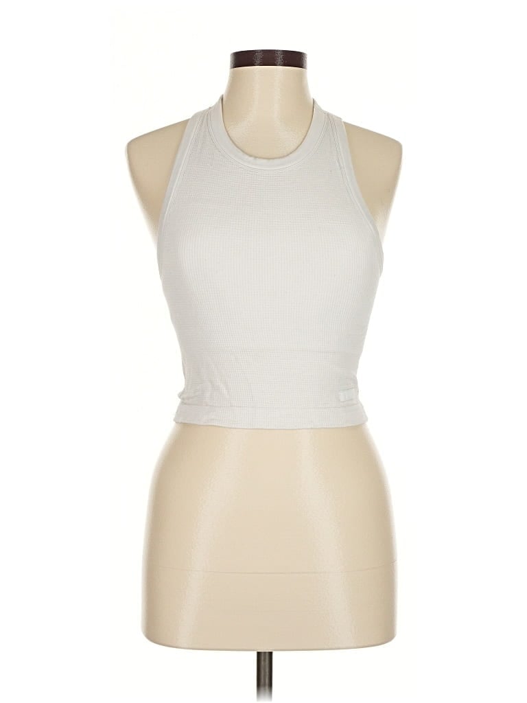Pre-owned Cream Yoga Tank Top Ivory Halter Neckline Tops In White