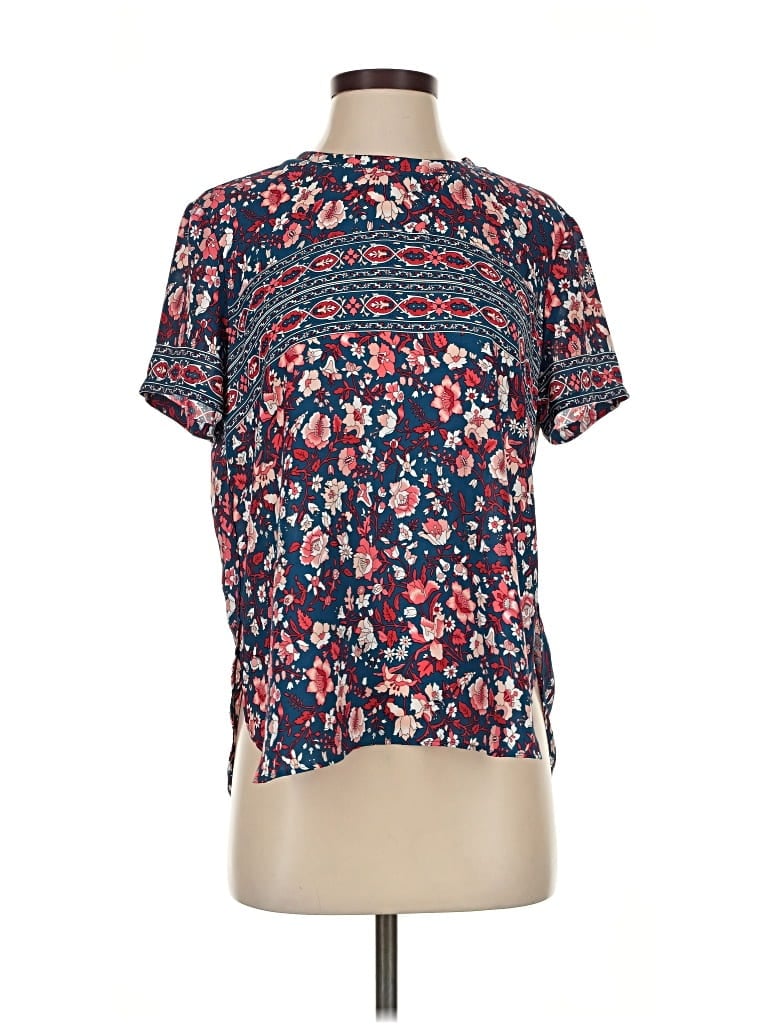 Pre-owned Ann Taylor Loft Short Sleeve Blouse In Blue