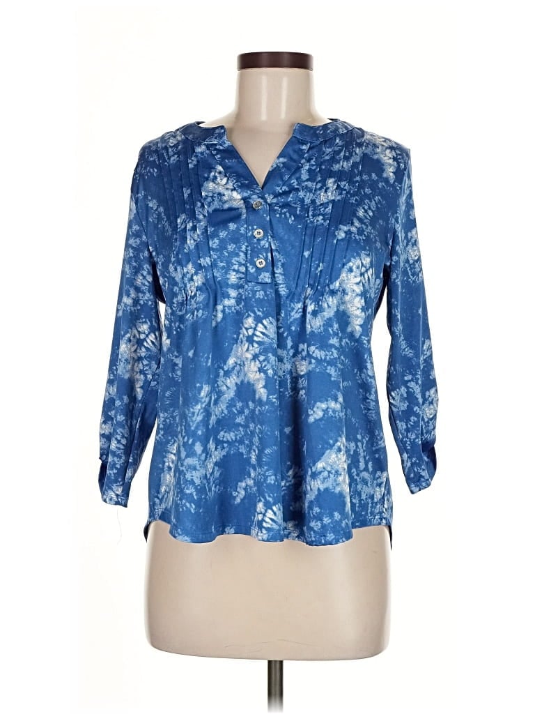 Pre-owned Ny Collection 3/4 Sleeve Blouse In Blue