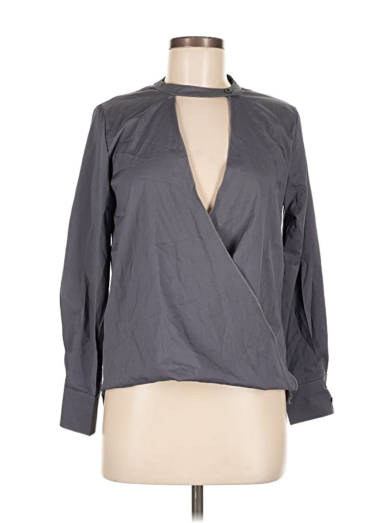 Pre-owned Chicme Long Sleeve Blouse In Gray