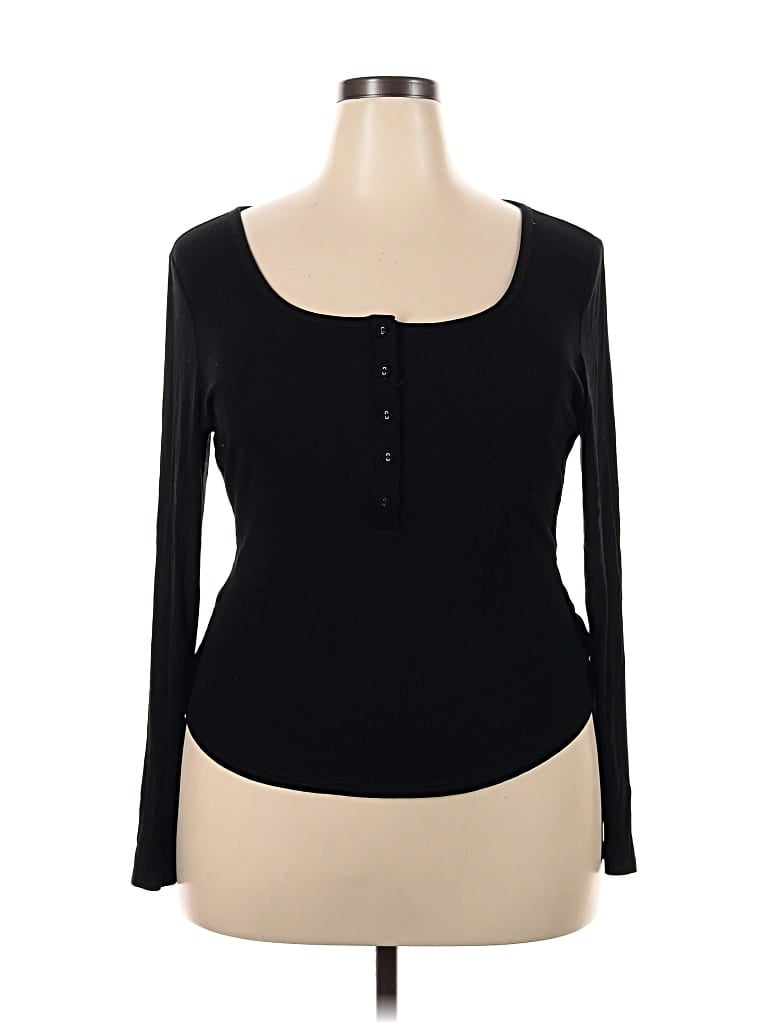 Pre-owned Cider Long Sleeve Henley Shirt In Black