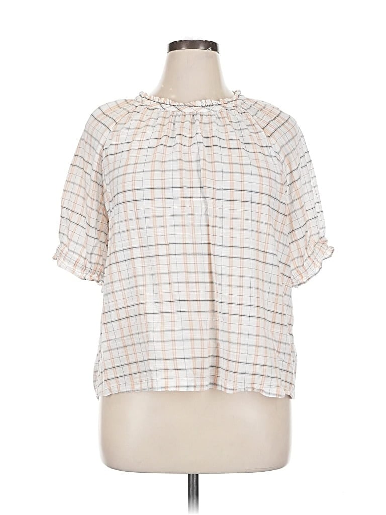 Pre-owned Ann Taylor Loft Outlet Short Sleeve Blouse In White