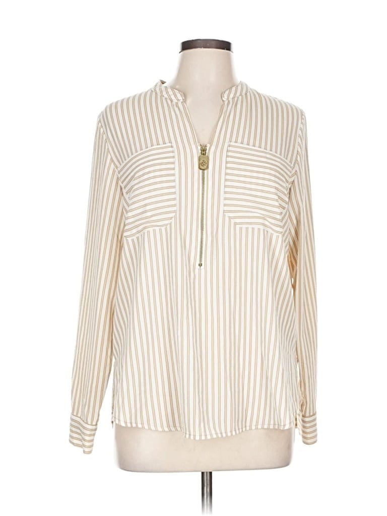 Pre-owned Michael Michael Kors Long Sleeve Blouse In White