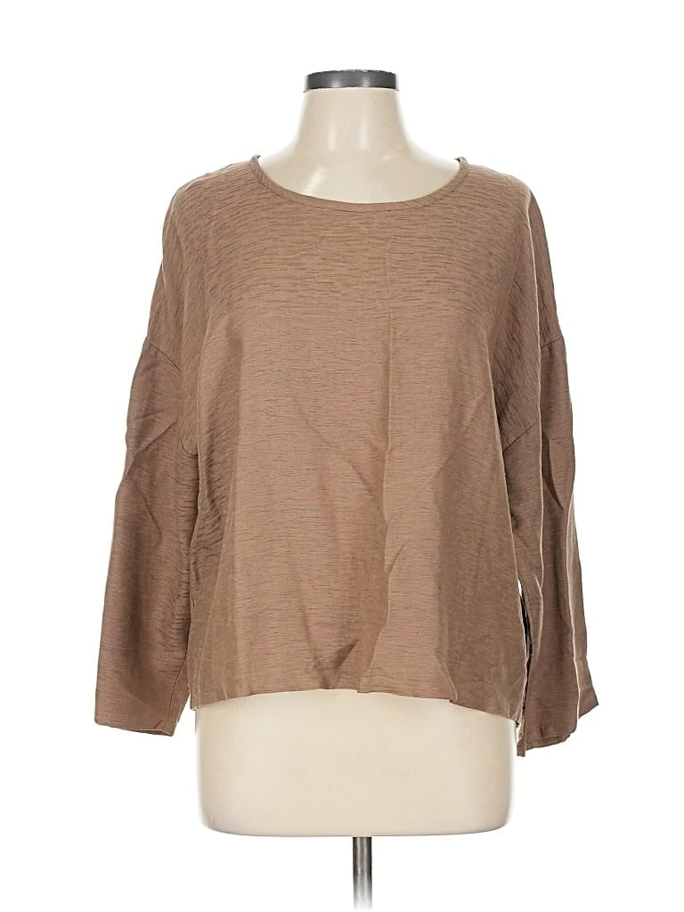 Pre-owned Chico's Design 3/4 Sleeve Top Brown Boatneck Tops