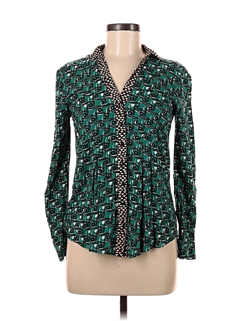 Pre-owned Maeve Long Sleeve Blouse In Blue