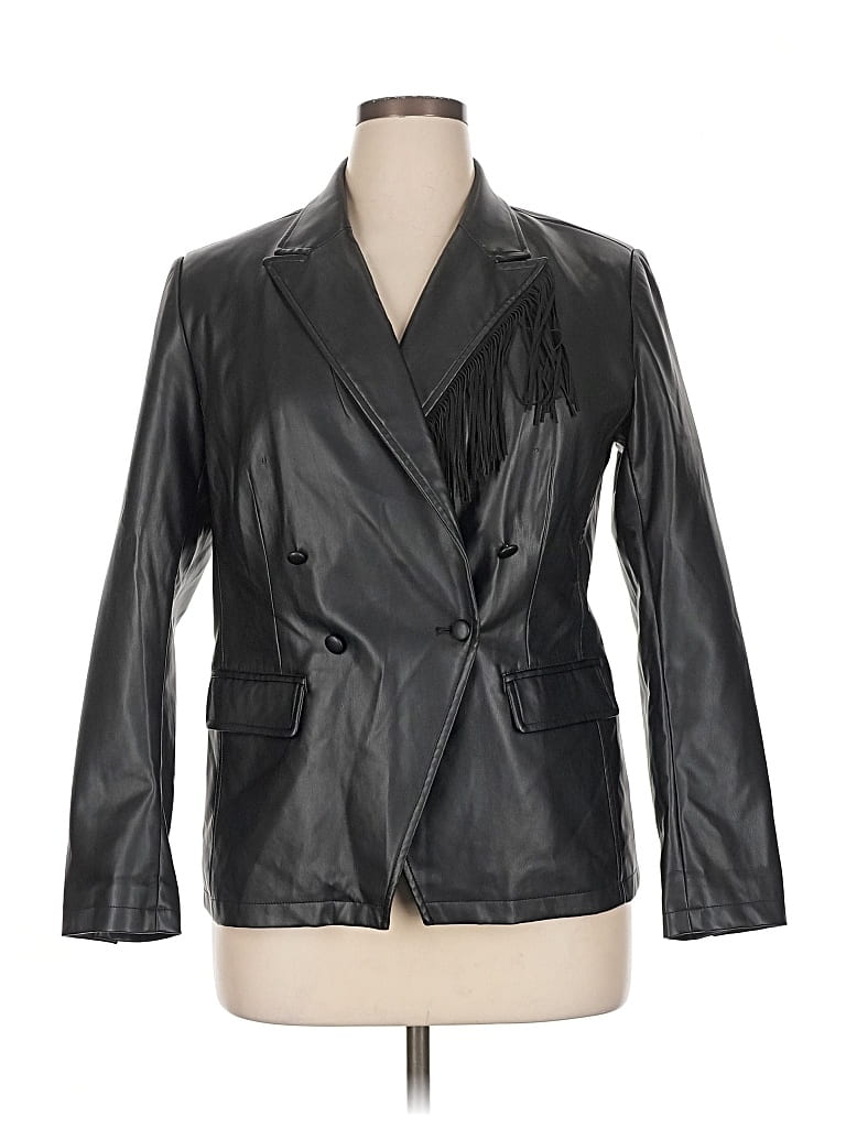 Pre-owned Sam Edelman Faux Leather Jacket In Black