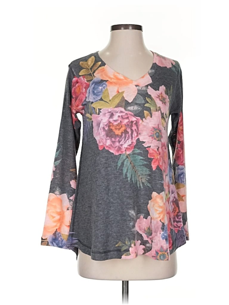 Pre-owned Soft Surroundings 3/4 Sleeve T-shirt In Gray