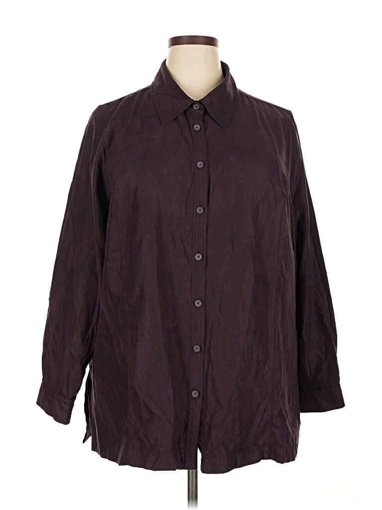 Pre-owned Avenue 3/4 Sleeve Blouse In Burgundy