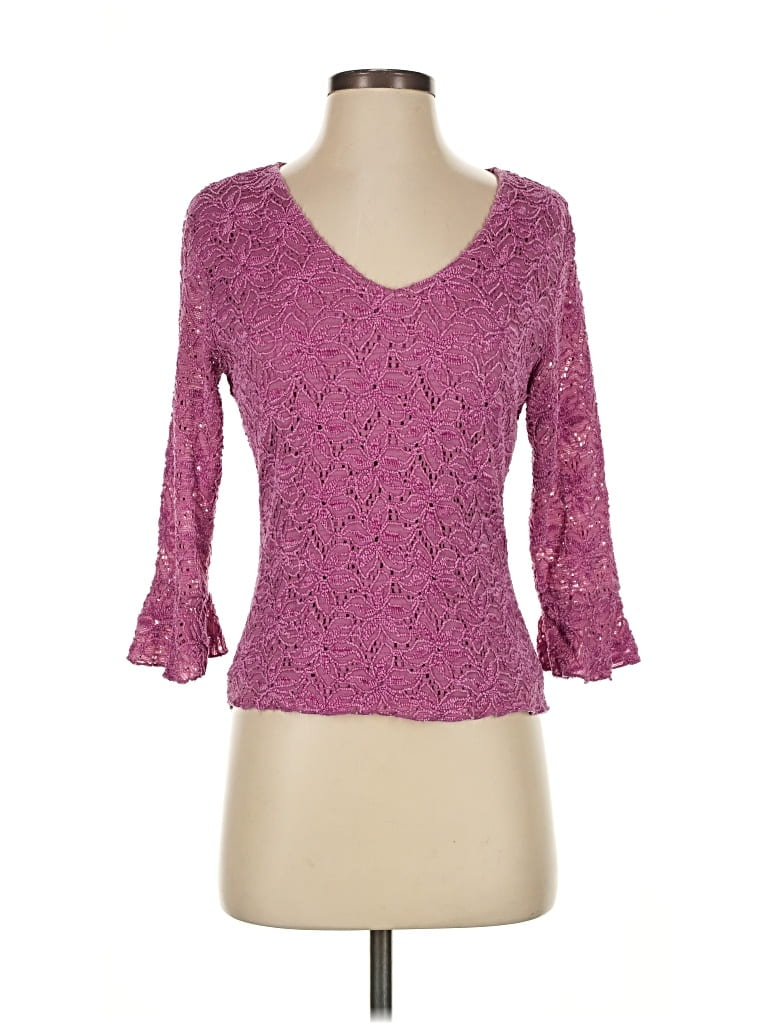 Pre-owned Studio 1940 3/4 Sleeve Top Pink Sweetheart Neckline Tops
