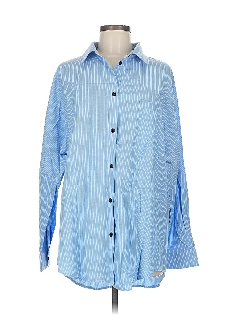 Pre-owned Unbranded Long Sleeve Blouse In Blue