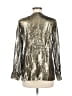 J.Crew Metallic Silver Gold Long Sleeve Silk Top Size 8 - photo 2