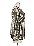 J.Crew Metallic Silver Gold Long Sleeve Silk Top Size 8 - photo 4
