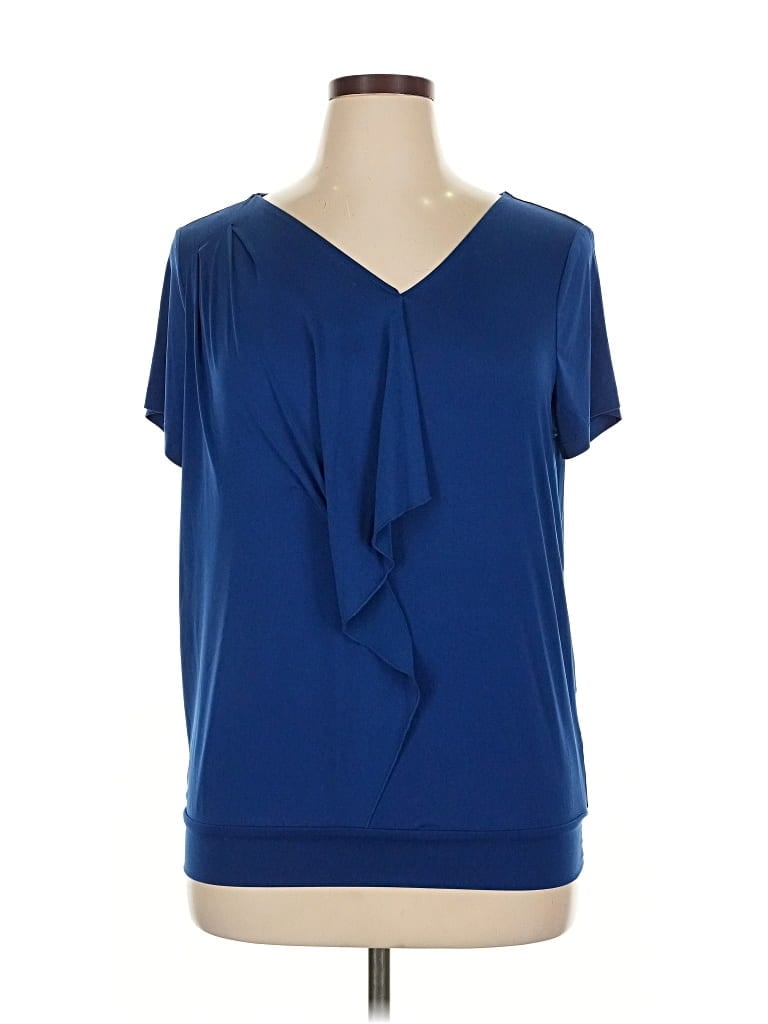 Pre-owned Ellen Tracy Short Sleeve Blouse In Blue