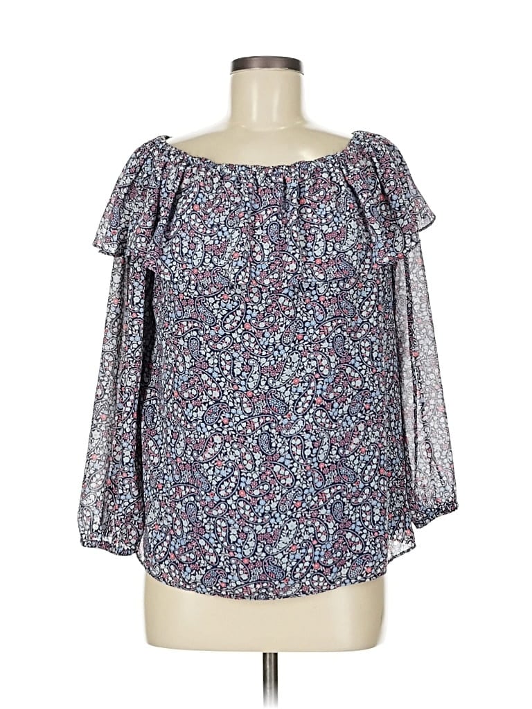 Pre-owned Michael Michael Kors 3/4 Sleeve Blouse In Blue