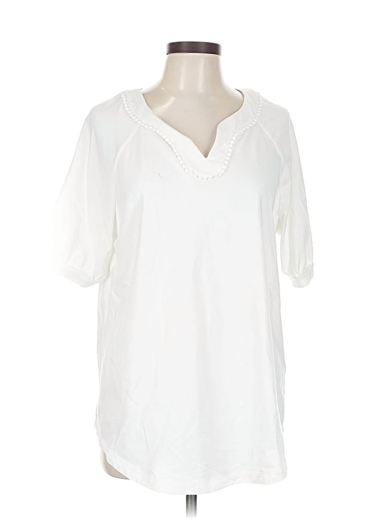 Pre-owned Sport Savvy Short Sleeve Blouse In White