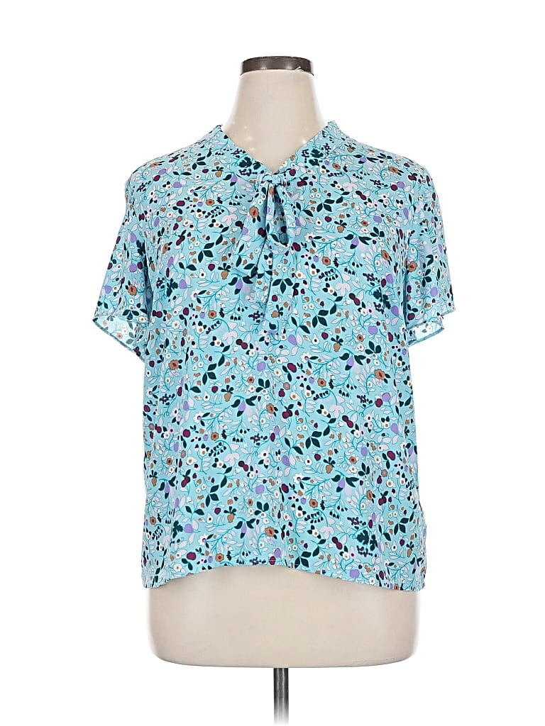 Pre-owned Talbots Short Sleeve Blouse In Blue