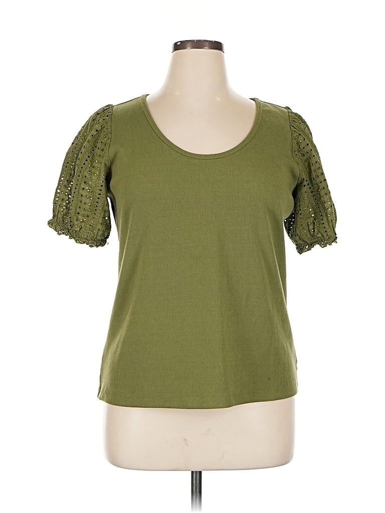 Pre-owned Maurices Short Sleeve Top Green Sweetheart Neckline Tops