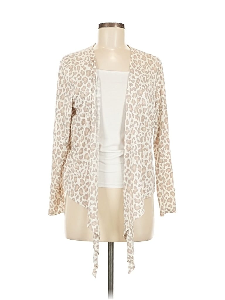 Pre-owned Belle By Kim Gravel Cardigan Sweater In White