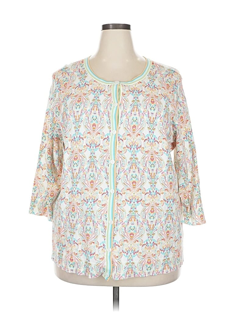 Pre-owned Cj Banks Cardigan Sweater In White