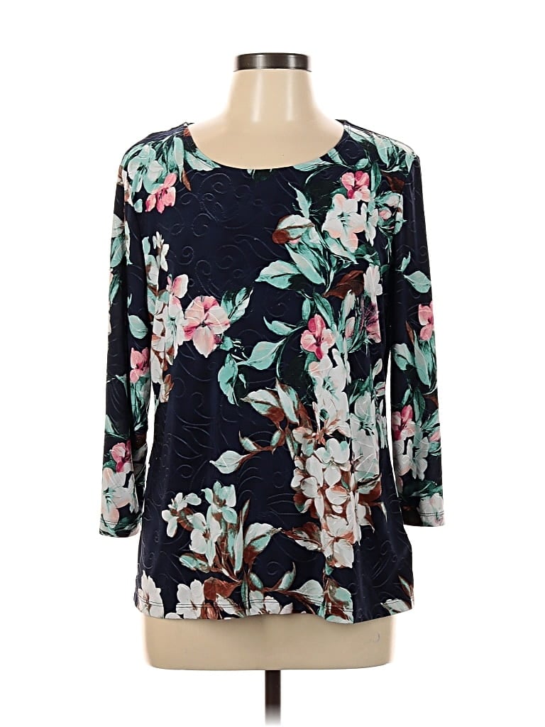 Pre-owned Jm Collection 3/4 Sleeve Blouse In Blue