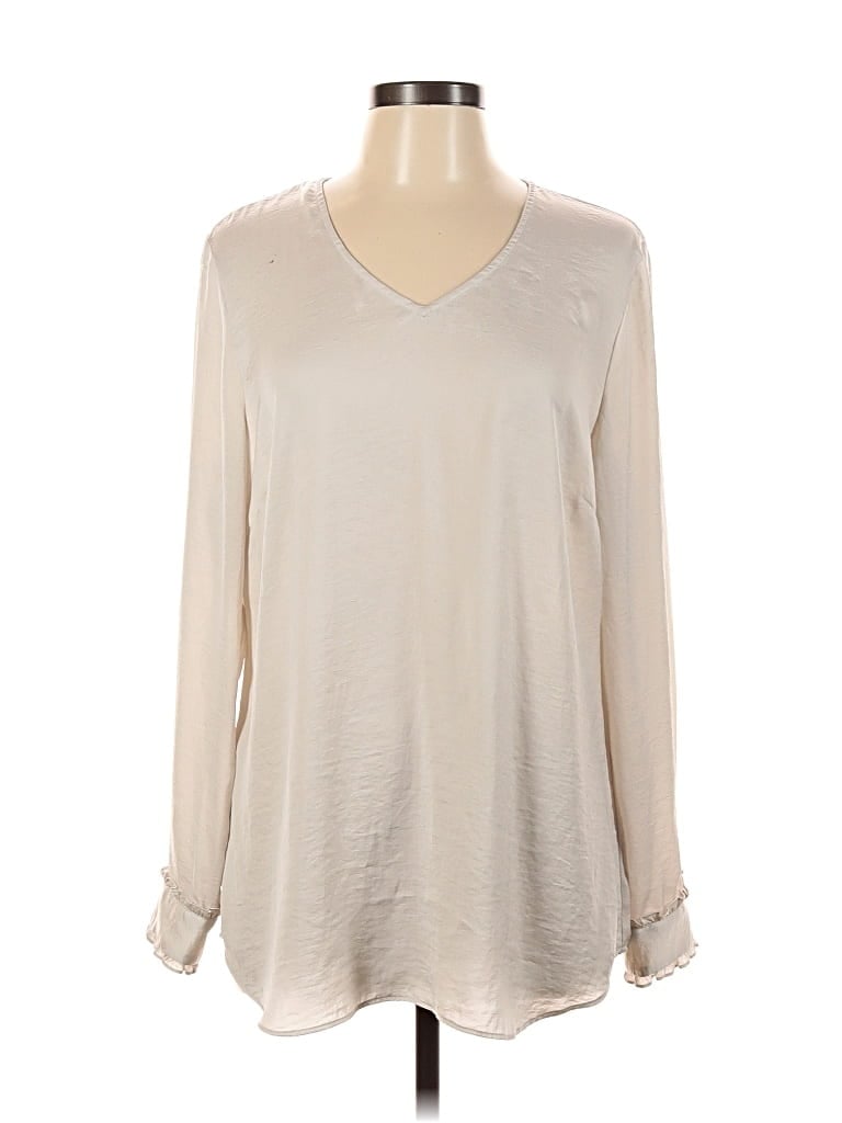 Pre-owned Cabi Long Sleeve Blouse In White