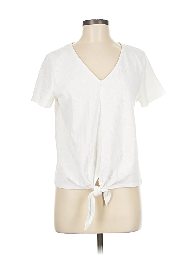 Pre-owned J.crew Factory Store Short Sleeve Top White V Neck Tops