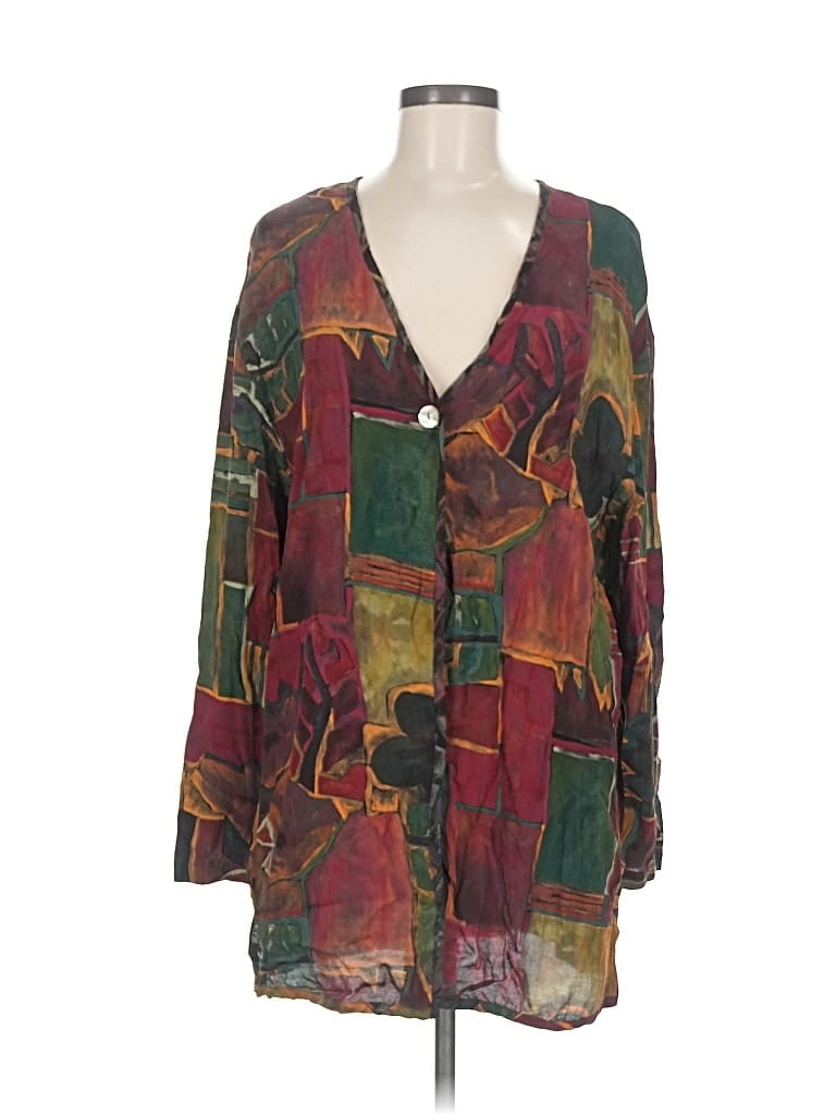 Pre-owned Karen Kane Long Sleeve Blouse In Red