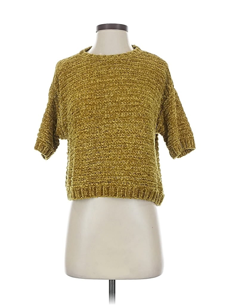 Pre-owned Open Edit Cardigan Sweater In Gold