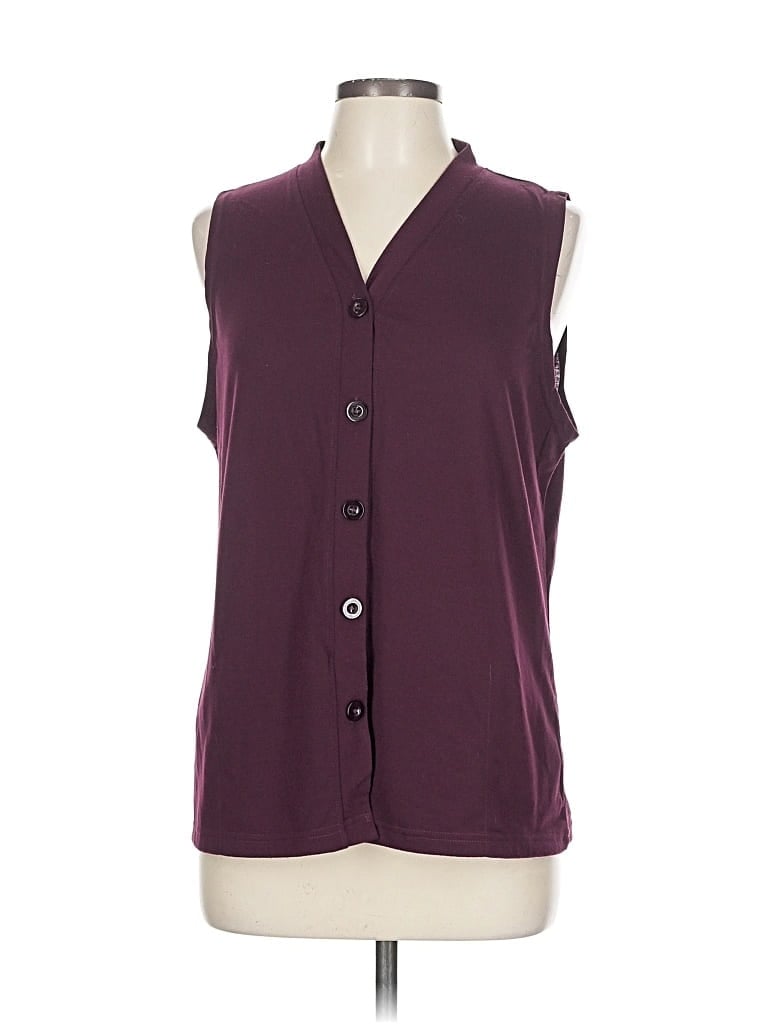 Pre-owned Love By Design Sleeveless Button Down Shirt In Burgundy