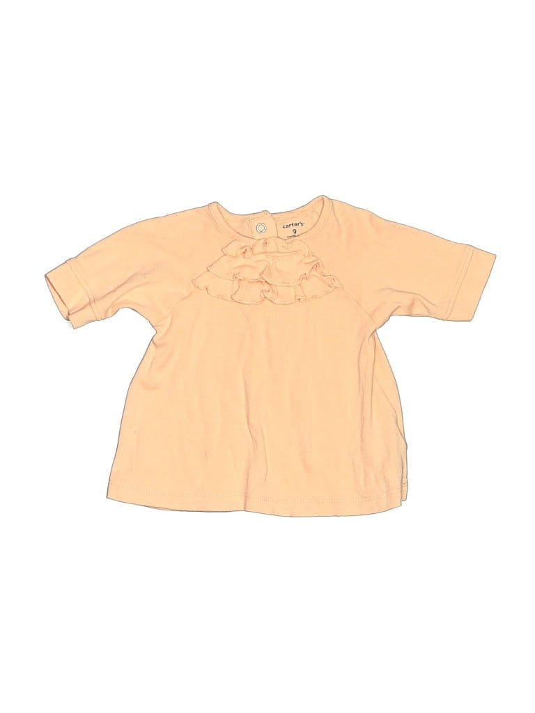 Pre-owned Carter's Babies' Short Sleeve Top Orange Keyhole Neckline Tops