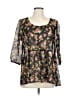 Freebird 100% Polyester Black 3/4 Sleeve Blouse Size L (estimated) - photo 1