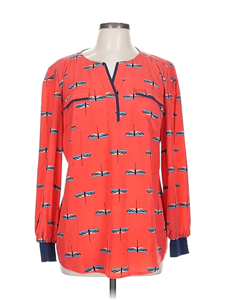 Pre-owned Style & Co Long Sleeve Blouse In Red