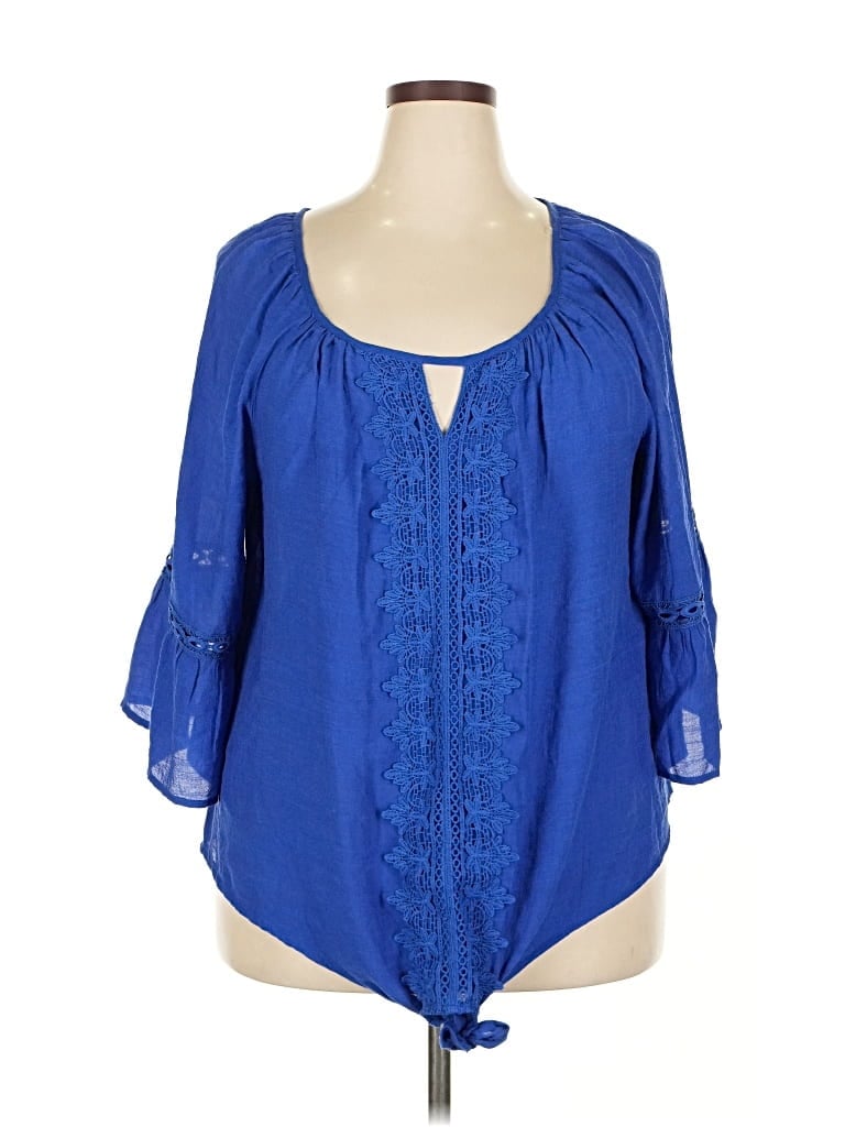 Pre-owned C Established 1946 3/4 Sleeve Blouse In Blue