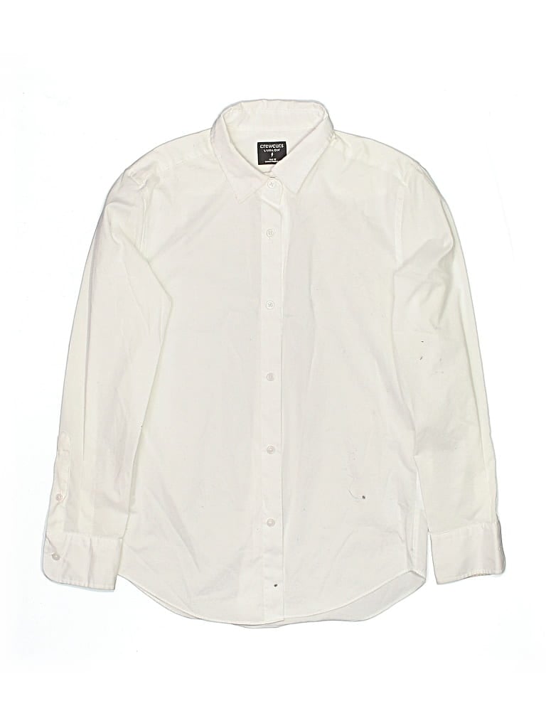 Pre-owned Crewcuts Kids' Long Sleeve Button Down Shirt In White