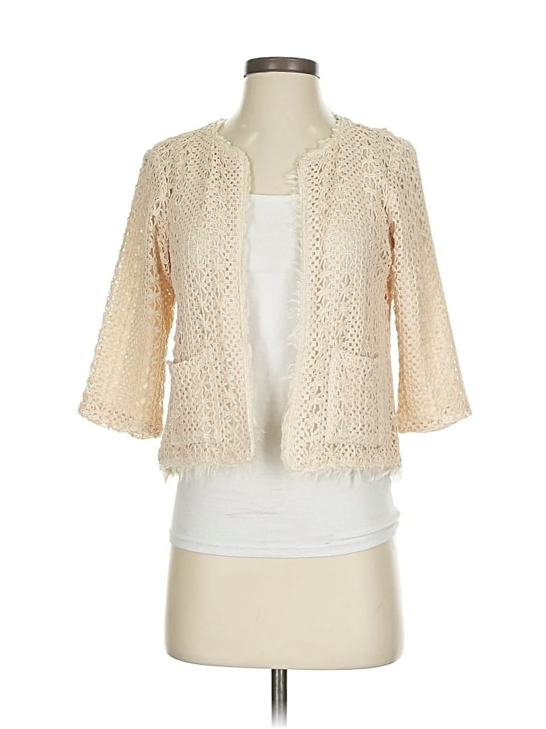 Pre-owned Willow & Clay Cardigan Sweater In White