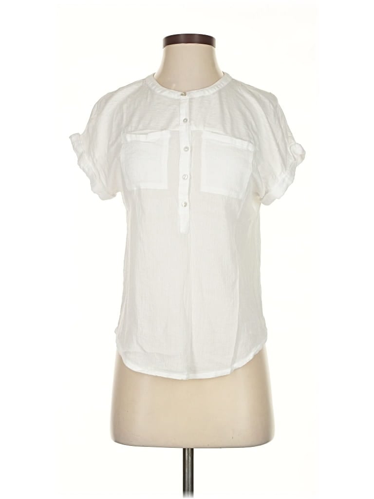 Pre-owned Lucky Brand Short Sleeve Blouse In White