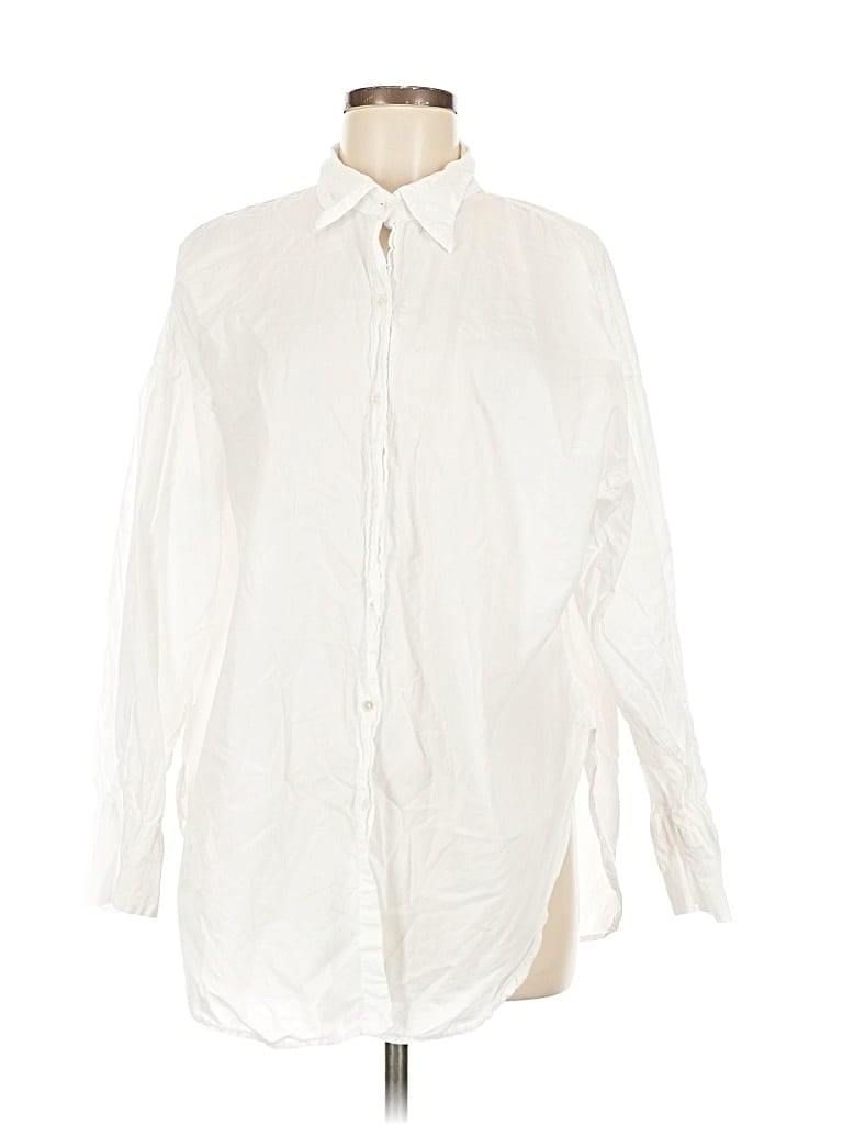 Pre-owned Velvet By Graham & Spencer Long Sleeve Button Down Shirt In White