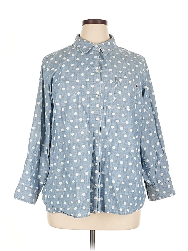 Pre-owned Tommy Hilfiger Long Sleeve Button Down Shirt In Blue