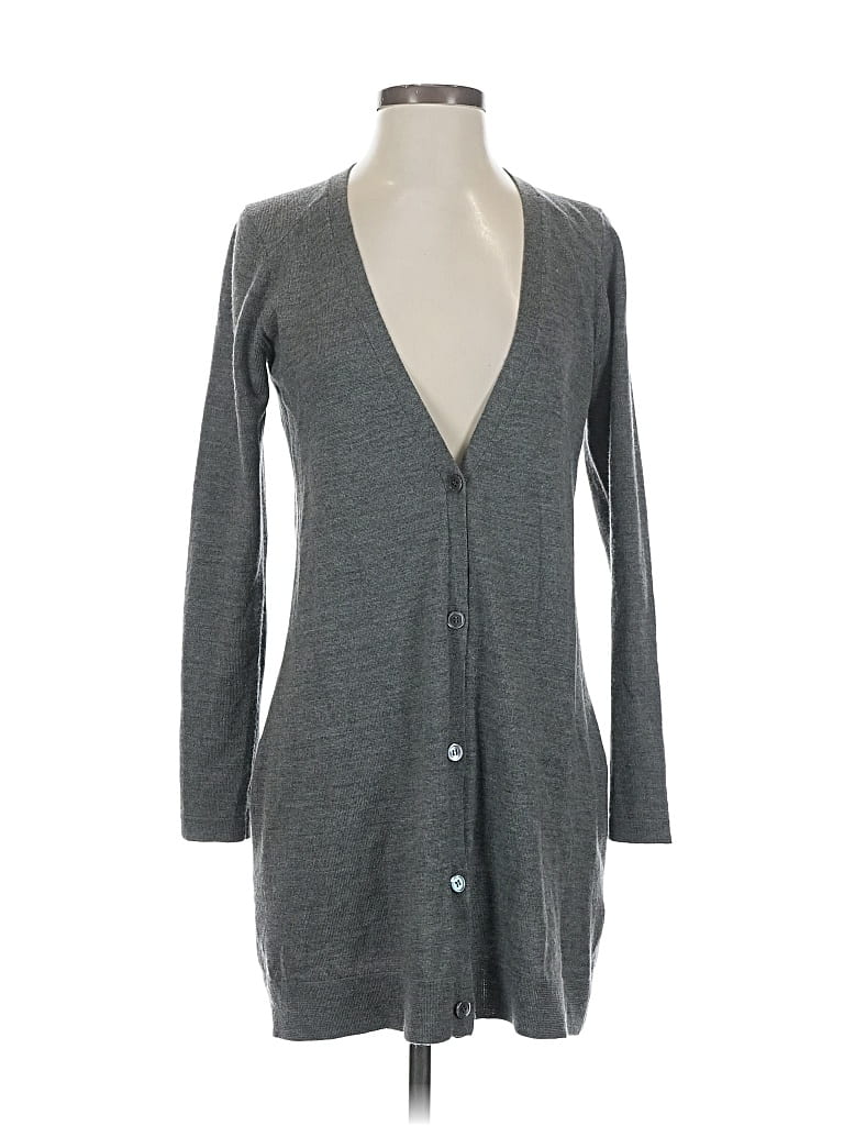 Pre-owned Eileen Fisher Wool Cardigan Sweater In Gray