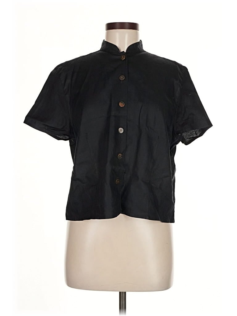 Pre-owned Sporto Short Sleeve Blouse In Black