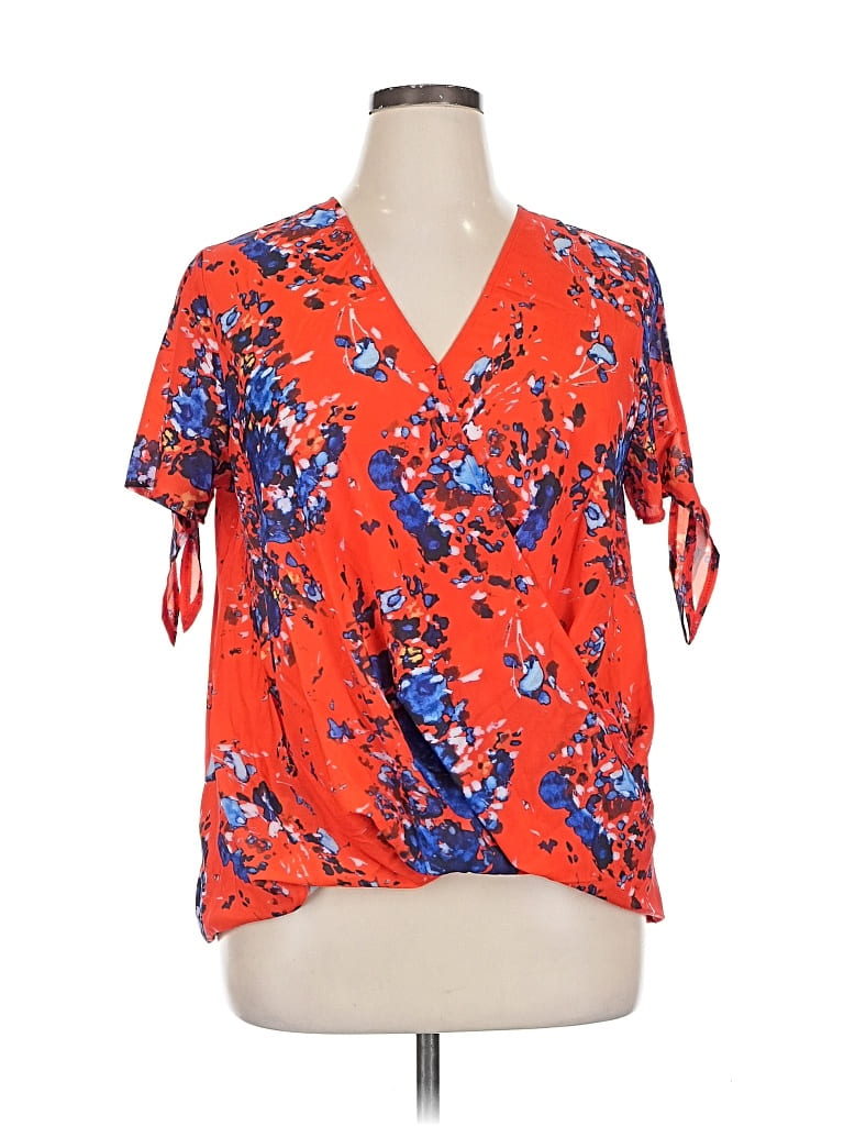 Pre-owned Unbranded Short Sleeve Blouse In Orange
