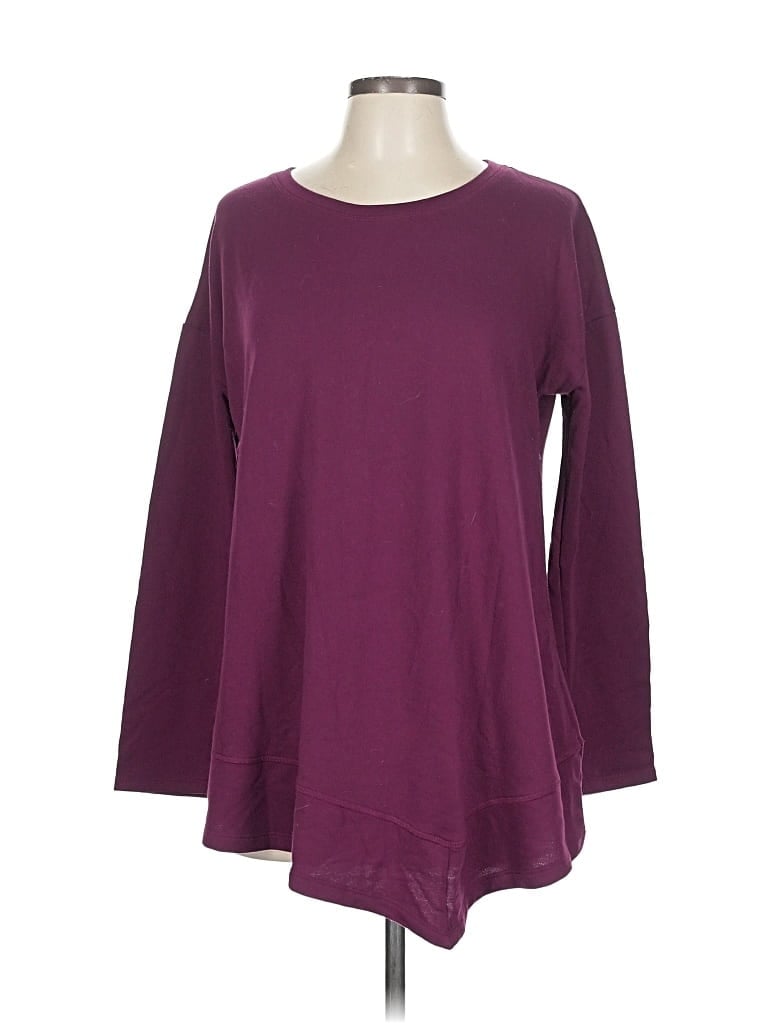 Pre-owned St. John's Bay 3/4 Sleeve T-shirt In Burgundy