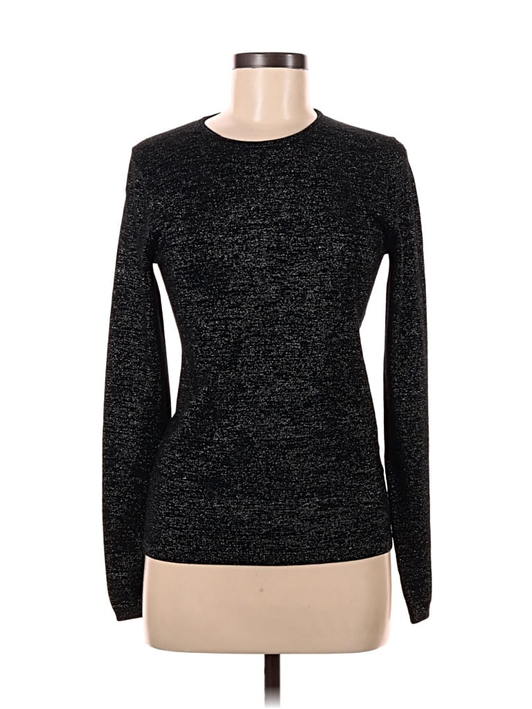 Pre-owned Nordstrom Long Sleeve Top Black Crew Neck Tops