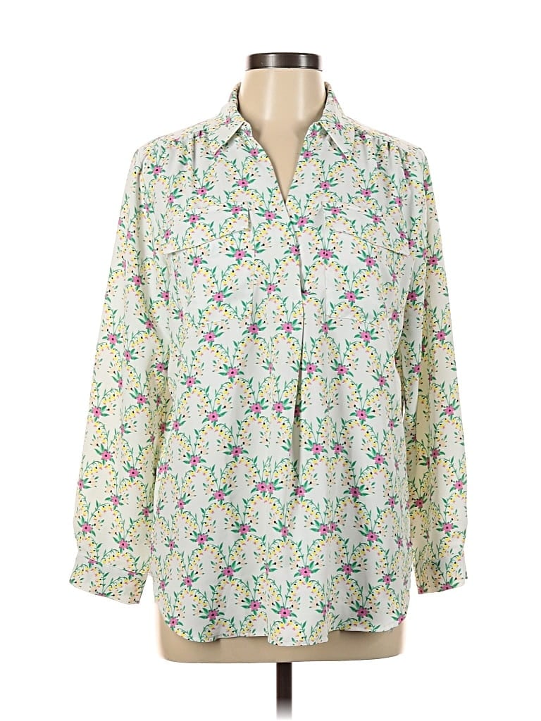 Pre-owned Ann Taylor Long Sleeve Blouse In White