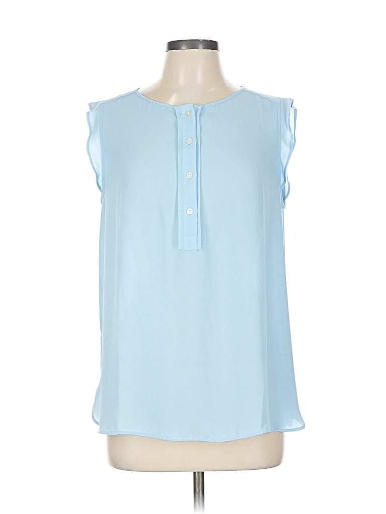 Pre-owned Ann Taylor Loft Sleeveless Blouse In Blue